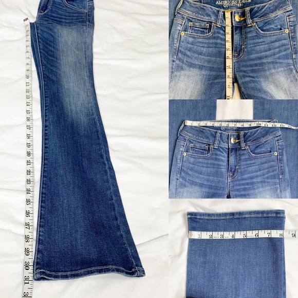 American Eagle Kick Boot Super Stretch Jeans Sz 0 - Picture 8 of 8